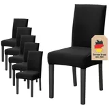 Intirilife 6x Elastischer Stuhlhusse Stuhlüberzug in SCHWARZ mit 38 - 45 cm Sitzfläche und 45 - 65 cm Lehnenhöhe