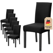 Intirilife 6x Elastischer Stuhlhusse Stuhlüberzug in SCHWARZ mit 38 - 45 cm Sitzfläche und 45 - 65 cm Lehnenhöhe