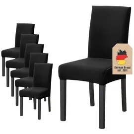 Intirilife 6x Elastischer Stuhlhusse Stuhlüberzug in SCHWARZ mit 38 - 45 cm Sitzfläche und 45 - 65 cm Lehnenhöhe