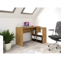 TOPESHOP Eckschreibtisch Platzsparender mit integriertem Regal