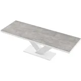 Design Esstisch Tisch HE-999 Grau Beton - Weiß Hochglanz ausziehbar 160 bis 256 cm - Grau