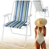 Klappbarer Strandstuhl, Grün Gestreift (6)
