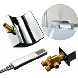 5 Loch Badewannenarmatur Set Wasserhahn mit Handbrause Waschbecken Wasserfall Wannenrand Armatur Set Chrome