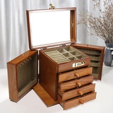 Schmuckkästchen Holz Schmuckkasten Groß Schmuckschrank Schmuckaufbewahrung Jewelry Box Schmuckschatulle Schmuckbox Jewelry Organizer Schmuck Organizers, 5 Ebenen mit 4 Schubladen und Spiegel