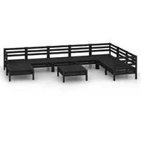 vidaXL 9-tlg Garten-Lounge-Set Massivholz Kiefer Schwarz