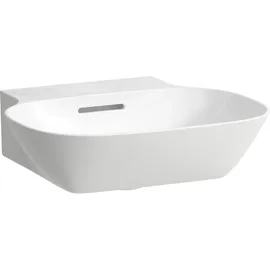Laufen INO Handwaschbecken, ohne Hahnloch, mit Überlauf, 450x410mm, H8153014001091, Farbe: Weiß LCC