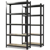 Karat Schwerlastregal Holz/Stahl 200 x 100 x 50 cm schwarz 5 Holzböden
