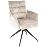Home4You Polsterstuhl, Beige Schwarz Webstoff - Metallgestell - 360 Grad drehbar