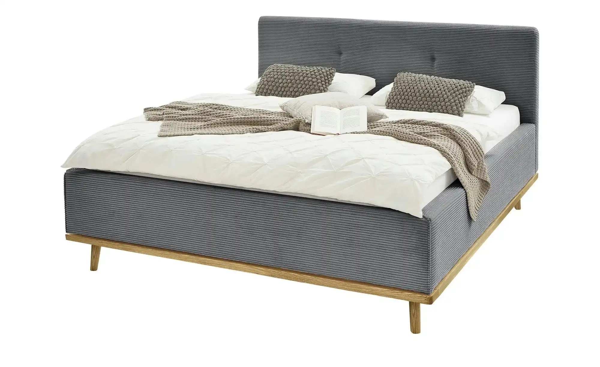 Musterring Polsterbett mit Bettkasten Delphi Cord ¦ grau ¦ Maße (cm): B: 178 H: 118