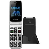 artfone Seniorenhandy G3 | Klapphandy mit Notruftaste | 4G | Zeitansage | Schwarz - Schwarz