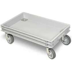 BRB Rollkasten für 600x400mm Eurobehälter, graue Gummiräder, Trg 100 kg, grau