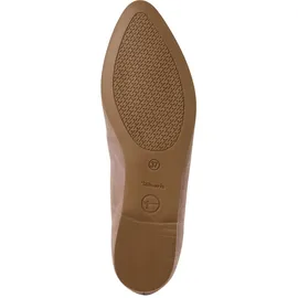 TAMARIS Damen Ballerina Leder flach, beige, 39 EU