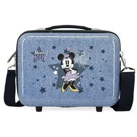 Disney Anpassbarer Kulturbeutel im Disney-Minnie-Stil mit blauem Schultergurt, 29 x 21 x 15 cm, starres ABS, 9,14 l, 0,6 kg
