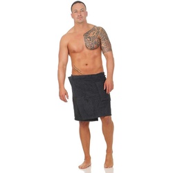 CLASS HOME COLLECTION Saunatuch Class Home Collection Herren Frottee Saunakilt, Saunatuch mit Klettverschluss und Gummizug, Sauna Sarong Knielang 50 x 136 cm, 100% Baumwolle, mit Klettverschluss schwarz