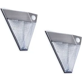meineWunschleuchte 2x LED Solar Außenleuchte Bewegungsmelder Edelstahl, Downlight