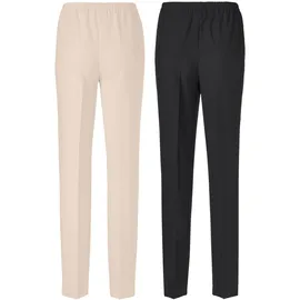 GOLDNER Schlupfhose Stretchhosen Beige/Schwarz 54