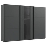 MID.YOU Schwebetürenschrank »Atlanta by fresh to go«, mit Akustikpaneel Optik (3D Leisten), schwarz - 300x216x65 cm