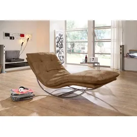 W.Schillig Relaxliege daily dreams Leder 75 x 85 x 169 cm braun mit Kissen