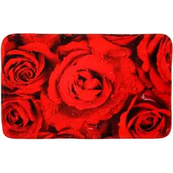 Sanilo Badteppich, rot, Polyester, mit Rosen