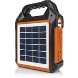 EASYmaxx Solar-Generator Kit 10000mAh | 2 Auflademodi: Solarpanel oder USB | Zum Aufladen von Handy, Powerbank, u.v.m. | Integriertes FM-Radio und Lautsprecher inkl. [Schwarz/Orange]