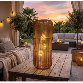 Formano Laterne Rattan Metall 60 cm 3 LED Birnen braun