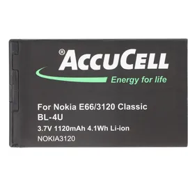 AccuCell Akku passend für Nokia 3120 classic BL-4U, Nokia E66