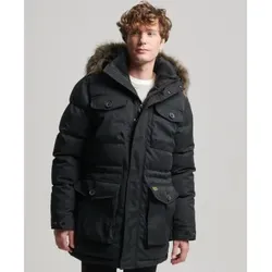 Superdry für Herren. M5011744A Chinook Kunstfell Parka schwarz (L), Lässig, Recyceltes Polyester