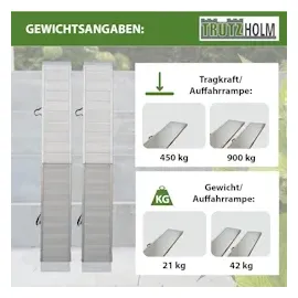 Baumarktplus TRUTZHOLM 2 x Alu Auffahrrampe klappbar 307 cm extra lang 900 kg geriffelt Motorradrampen