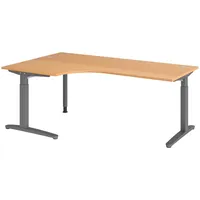Bümö Schreibtisch Buche, Graphit, Nachbildung,Buche, Rechteckig, 200x74x120 cm, FSC