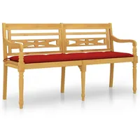 VidaXL Batavia-Bank mit Rotem Kissen 150 cm Massivholz Teak