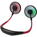 Doppelkühl-nackenventilator, Tragbarer Usb-lade-nackenventilator Zum Aufhängen, Doppelkühl-miniventilator, Outdoor-laubventilator Mit Led-beleuchtung Und Aromatherapie