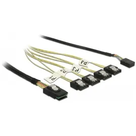 DeLock Internes SAS-Kabel - SAS 6Gbit/s - Mini SAS (SFF-8087) - 1x SATA-Buchse 7pol., Pfostenstecker 8pol.] 1m Schwarz