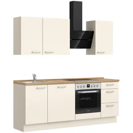 Nobilia Küchenleerblock Touch, Eiche, Magnolie, Metall, 3 Schubladen, nur wie online abgebildet bestellbar, 210 cm, Blauer Engel, Pefc, Goldenes M, Made in Germany, DGM-Klimapakt, seitenverkehrt erhältlich, vormontierter Korpus, Küchen, Küchenzeilen &