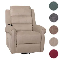 Fernsehsessel HWC-K63, Relaxsessel, Liegefunktion Aufstehhilfe Massage Heizfunktion, Stoff 220g/m¬≤ Chenille ~ creme