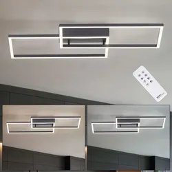 LED Deckenlampe dimmbar mit Fernbedienung Deckenleuchte Aluminium Wohnzimmer Modern Tageslichtlampe, schwarz, Dimmer CCT, 1x LED 27W 1250Lm, LxBxH 60,5x32,5x6,5 cm