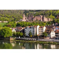Fototapete PAPERMOON "Dorf am Wasser", bunt, B:3,50m L:2,60m, Vlies, Tapeten