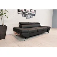 Echtleder 3 er Sofa Couch Ledersofa schwarzes Leder mit roten Nähten