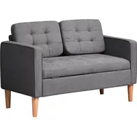 Homcom 2 Sitzer Sofa, Couch mit Stauraum, Holzbeine, Gepolsterter Polstersofa mit Samtoptik für Wohnzimmer, Schlafzimmer, 117x62x78 cm, Grau