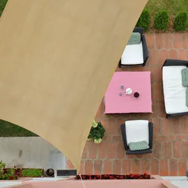 Relaxdays Sonnensegel rechteckig, 2 x 4 m, HDPE-Gewebe, UV-stabilisiert, konkav, Garten Segeltuch mit Spannseilen, beige