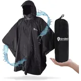Brandery Regenponcho Damen & Herren - 100% Wasserdichter Poncho mit Kapuze, Regencape, Taschen, Reissverschluss für Trockenes An- und Ausziehen - Regenponcho Fahrrad, Festival, Regenschutz (S/M) - Einheitsgröße