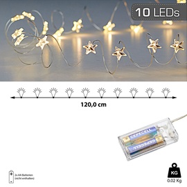 Cepewa LED Lichterkette Stern warmweiß silber Batterie Deko Beleuchtung Weihnachten (1 x 10 LED"Stern" Mikro-Draht Lichterkette)