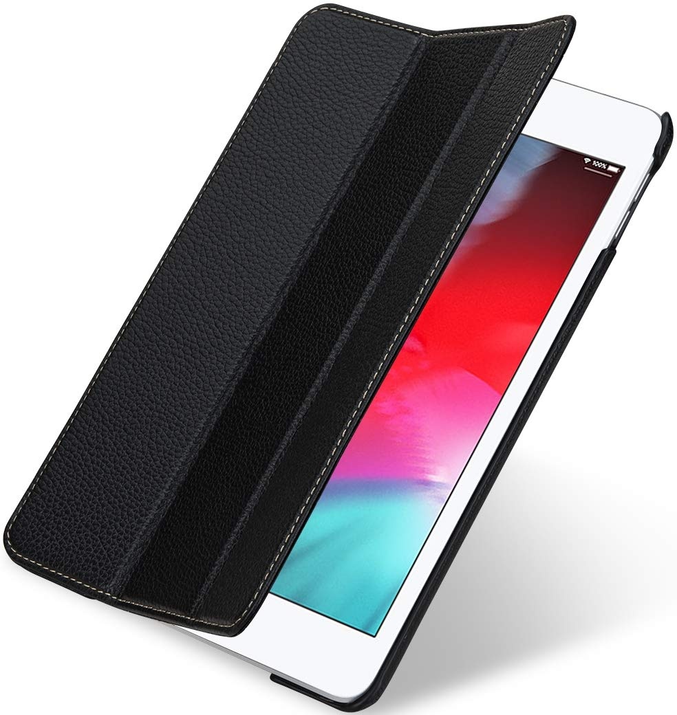 StilGut Couverture entwickelt für iPad Mini 5 Lederhülle - iPad Mini 5 (2019) Hülle aus Leder mit Smart Cover + Standfunktion, Case - Schwarz