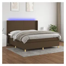 vidaXL Boxspringbett mit Matratze & LED Dunkelbraun 180x200 cm Stoff