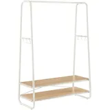 MID.YOU Garderobenständer Weiß, Hellbraun, Metall, Holzwerkstoff, 100x160x45 cm, Schuhablage, Garderobe, Garderobenständer
