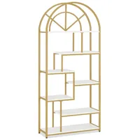 Barberpub Bücherregal 7 Ebenen 5183 40 x 30 x 180 cm Marmor-Weiß Gold