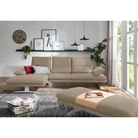 Ecksofa W.SCHILLIG "broadway, Designsofa mit tollem Sitzkomfort, L-Form", braun (stone z59), B:291cm H:94cm T:164cm, Longlife Xtra-Leder Z59: Glattleder mit modischer Prägung. Hautstärke 0, 9 - 1, 1 mm, Sofas, Sitztiefenverstellung, Kopfteil- & Seitenteilverstellung, Breite 291cm