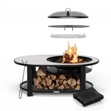 Blumfeldt Feuerschale Grill 122 cm 3-in-1 Feuerstelle Garten Feuerkorb Funkenschutz Grau