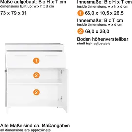 trendteam Amanda Badkommode 73 x 81 x 31 cm Grau