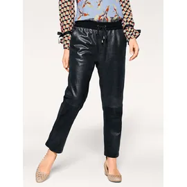 Heine Lederhose HEINE, Damen, Gr. 50, Normalgrößen, schwarz, 100% Lammnappaleder, Bund:30% Polyester, 5% Elasthan, 65% Viskose, unifarben, 7/8-Länge, Hosen