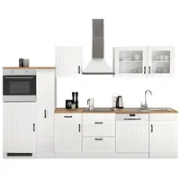 kochstation Küchenzeile KS-Athen 310 cm braun/weiß